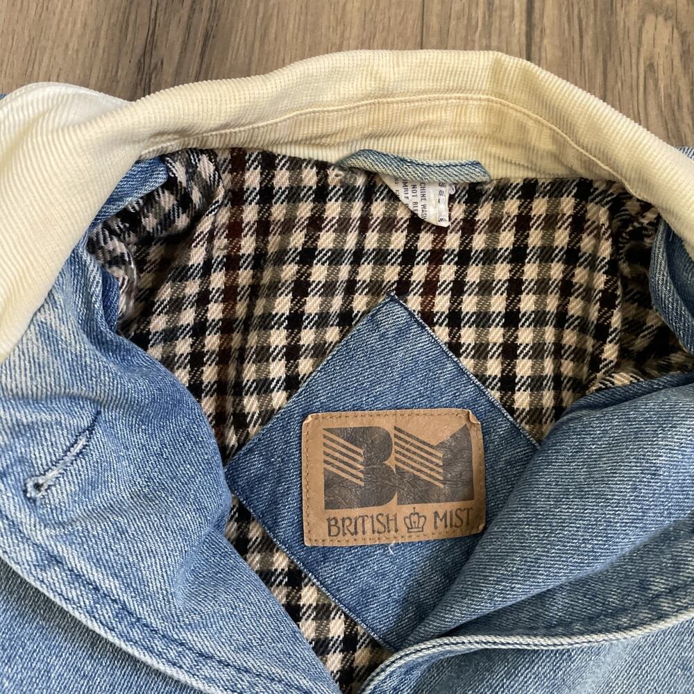 Vintage Blanket Lined Light Wash Denim Barn Chore Jacket Coat Large Read Stain - Picture 9 of 15